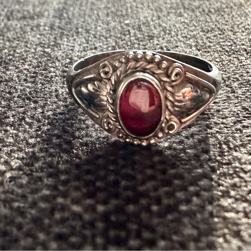 Garnet Silver Ring - image 1